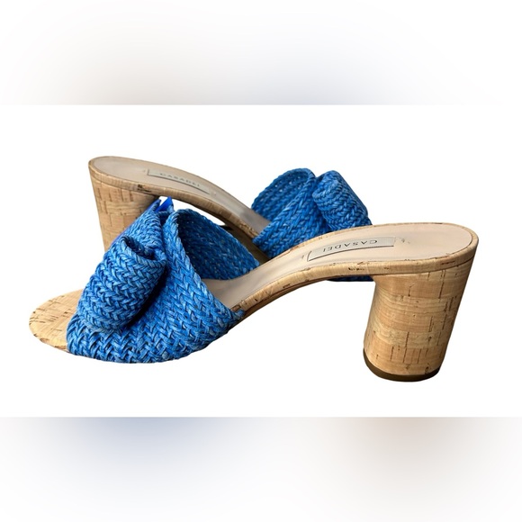 CASADEI Blue Raffia Sandle Mules, Size 40. Italian Made. Leather. EUC! - Picture 5 of 10